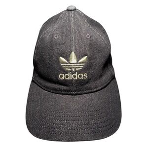 Adidas Originals Black Denim Strapback Hat Retro Y2K Adjustable